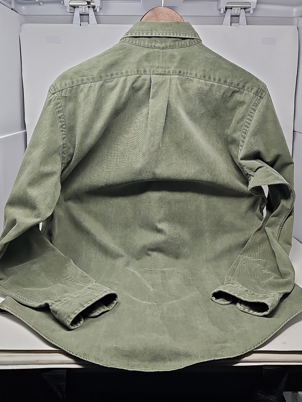 Vintage 90s Ralph Lauren Olive Green Long-Sleeve Button-Down Shirt - Picture 9 of 11